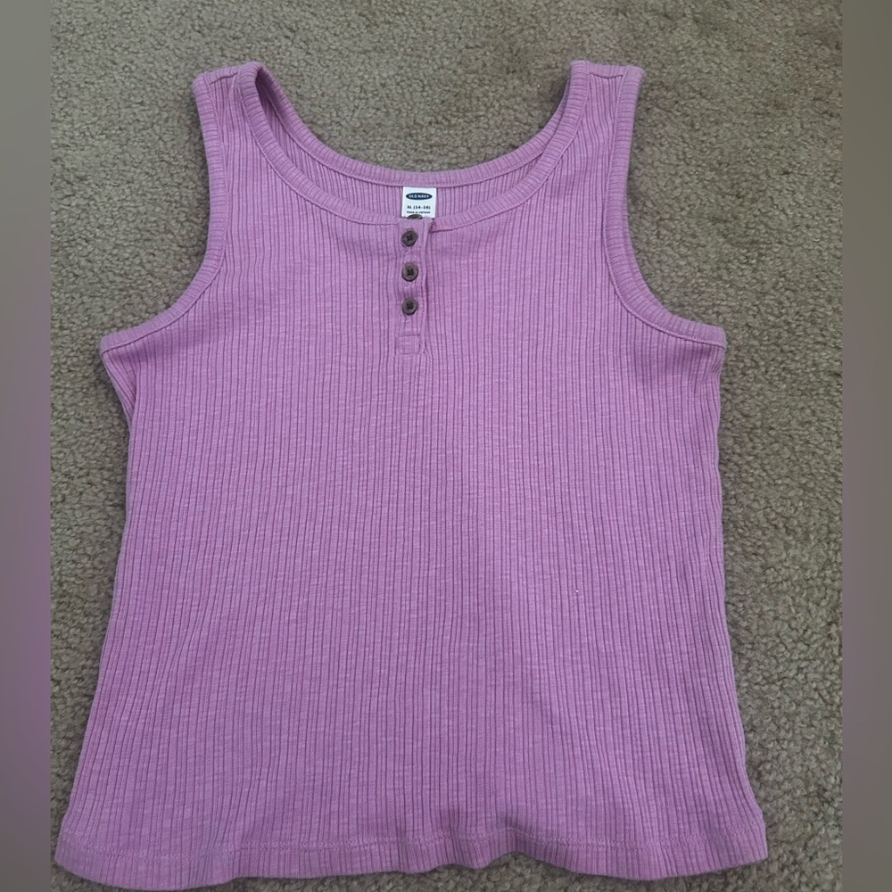 Old navy pink girls (14-16) XL half button tank top
